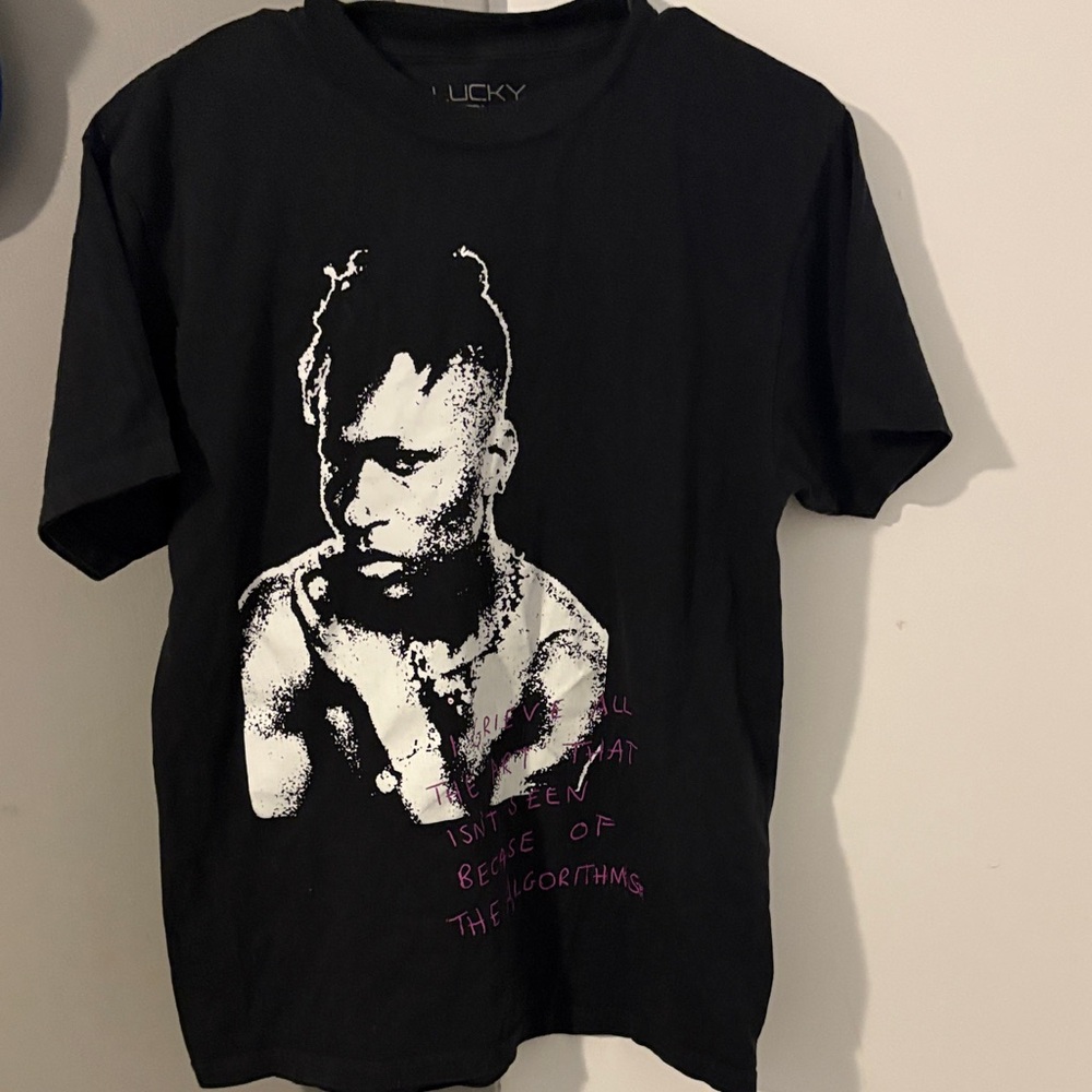 Black Graphic T-Shirt with Artistic Print